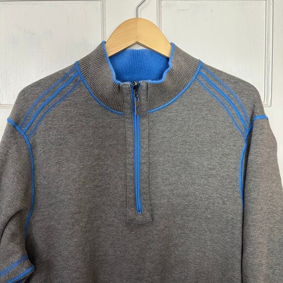 Tommy Bahama Reversible Sweater 1/4 Zip Pullover Blue Gray
Pullover Mens L - Picture 7 of 8